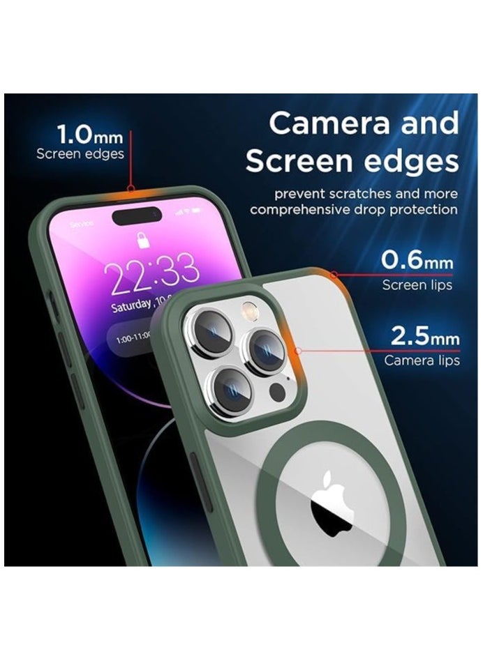 Generic - [2023 New] for iPhone 14 Pro Case with MagSafe, [Strong Magnet] [Non-Yellowing] [Military Grade Protection] Magnetic Slim Fit Bumper Mag Safe Phone Cover for (Apple 14pro, Clear Alpine (Green) - Image 1