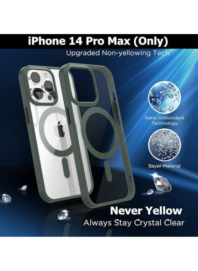 Generic - [2023 New] for iPhone 14 Pro Case with MagSafe, [Strong Magnet] [Non-Yellowing] [Military Grade Protection] Magnetic Slim Fit Bumper Mag Safe Phone Cover for (Apple 14pro, Clear Alpine (Green) - Image 1