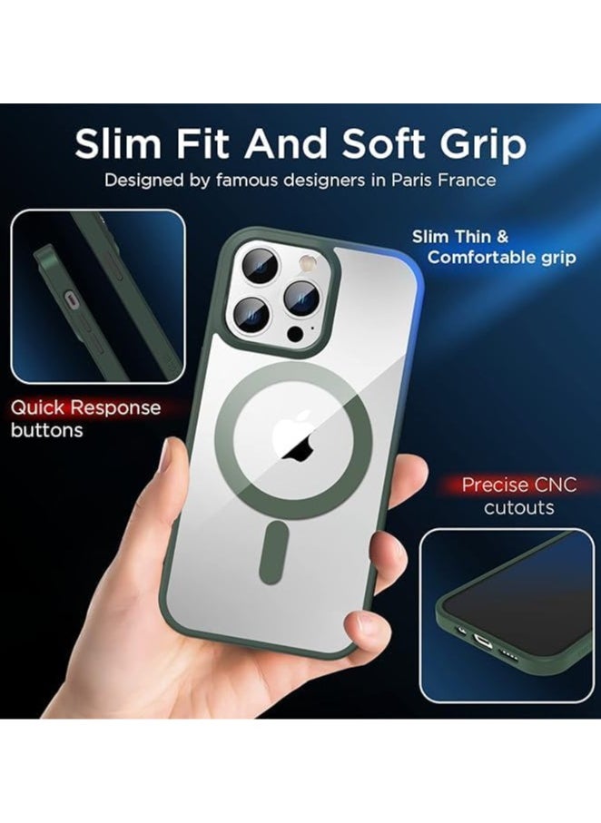 Generic - [2023 New] for iPhone 14 Pro Case with MagSafe, [Strong Magnet] [Non-Yellowing] [Military Grade Protection] Magnetic Slim Fit Bumper Mag Safe Phone Cover for (Apple 14pro, Clear Alpine (Green) - Image 1