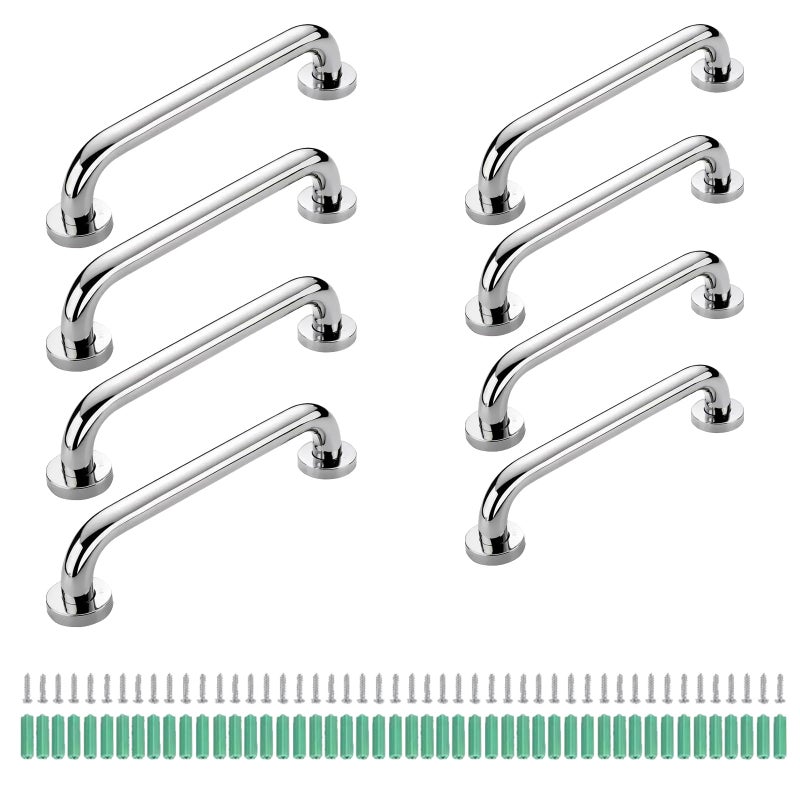 Hyuetrsa 8 Pack Stainless Steel Bathroom Grab Bar Grab Bars for Bathtubs and ShowersShower Handle Bath Handle Suitable for ElderlyHandicapShower Chair Bench12 Inch16 InchSilver - Image 2