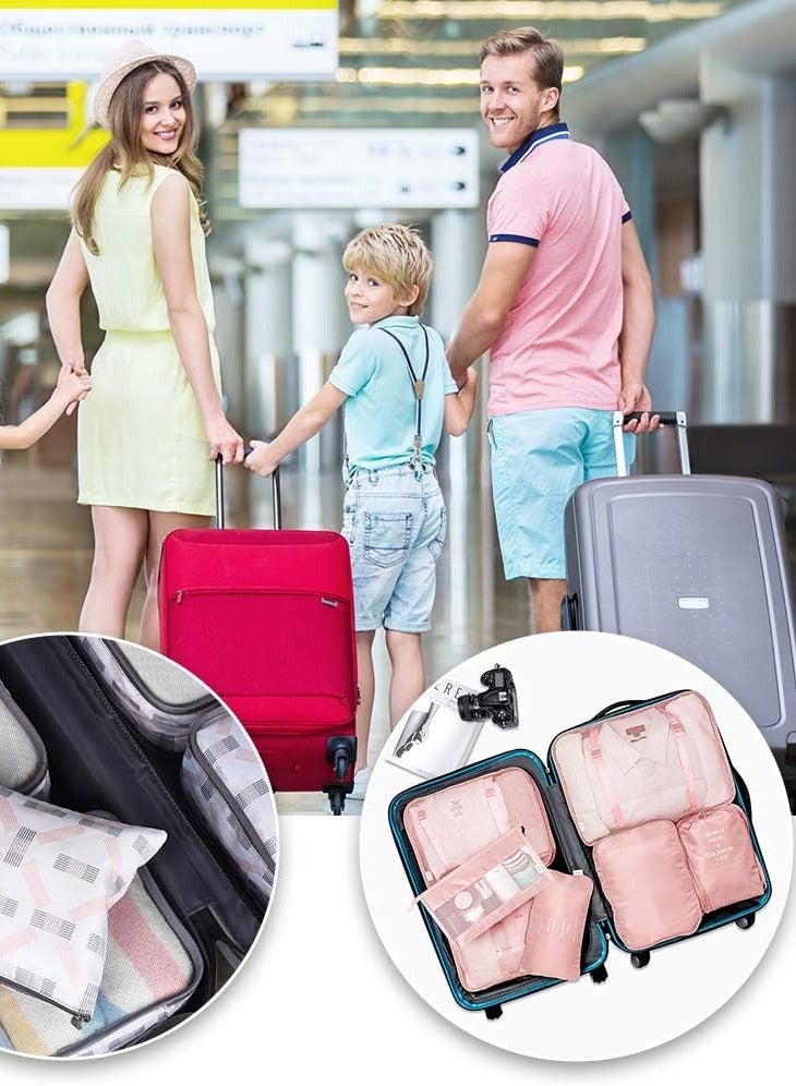 بريمو بلس طقم تنظيم حقائب و أمتعة السفر بتصميم مكعب مكون من 7 قطع وردي - Image 4
