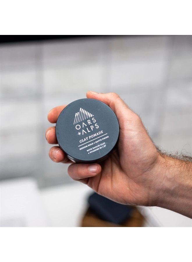 Clay Hair Pomade for Men, Promotes Hair Growth, Medium Hold, Matte Finish, Reduces Frizz, Made with Kaolin Clay, 2.4 Fl Oz