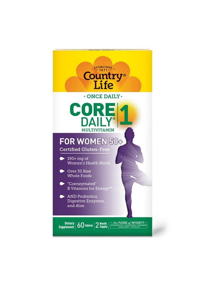 Country Life فيتامينات متعددة من Core Daily1 للنساء فوق سن الخمسين لدعم الطاقة، 60 قرصًا، إمداد لمدة شهرين، معتمد خالٍ من الجلوتين  - Image 5