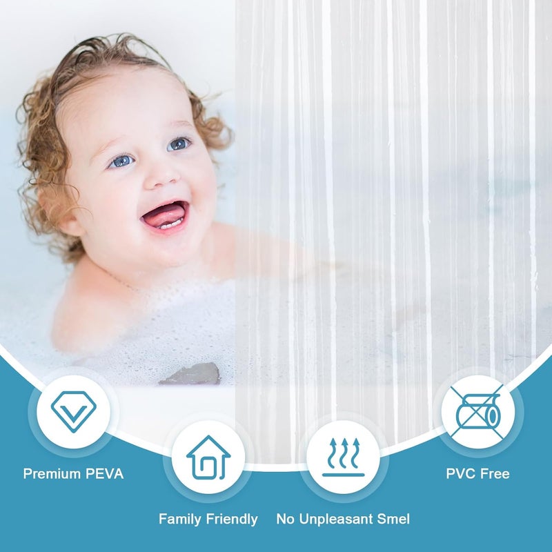 EurCross Clawfoot Tub Clear Shower Curtain 180x72 inch with 30 Holes and Free Hooks,Extra Large Wide Clear Shower Curtain Liner with 5 Magnet Weights, 9G Thickness Premium PEVA,Waterproof - Image 3