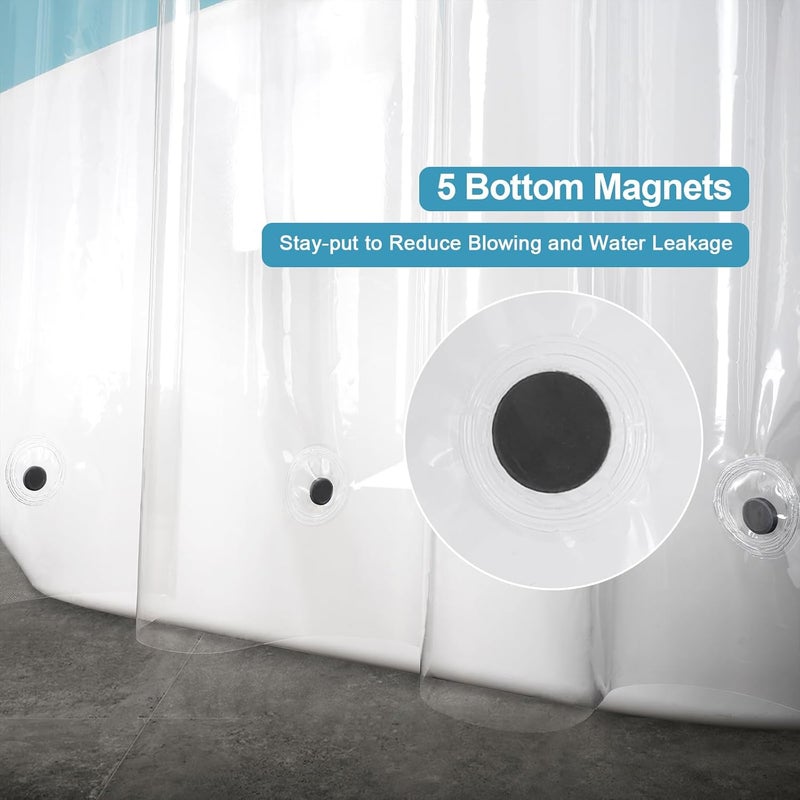 EurCross Clawfoot Tub Clear Shower Curtain 180x72 inch with 30 Holes and Free Hooks,Extra Large Wide Clear Shower Curtain Liner with 5 Magnet Weights, 9G Thickness Premium PEVA,Waterproof - Image 4