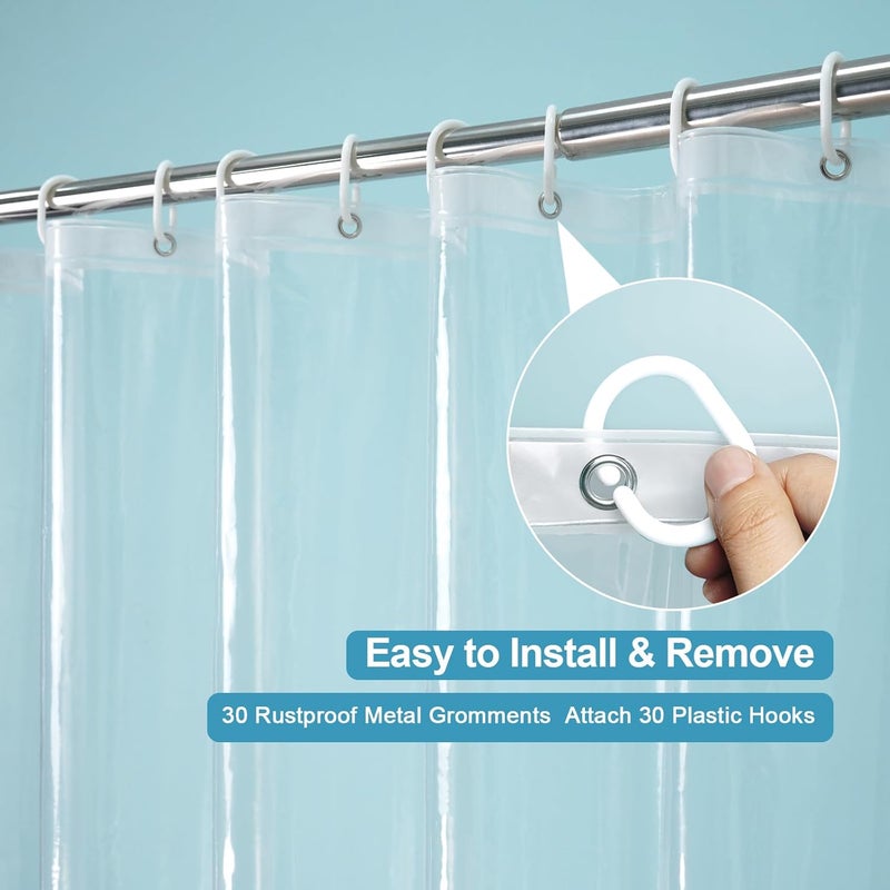 EurCross Clawfoot Tub Clear Shower Curtain 180x72 inch with 30 Holes and Free Hooks,Extra Large Wide Clear Shower Curtain Liner with 5 Magnet Weights, 9G Thickness Premium PEVA,Waterproof - Image 2