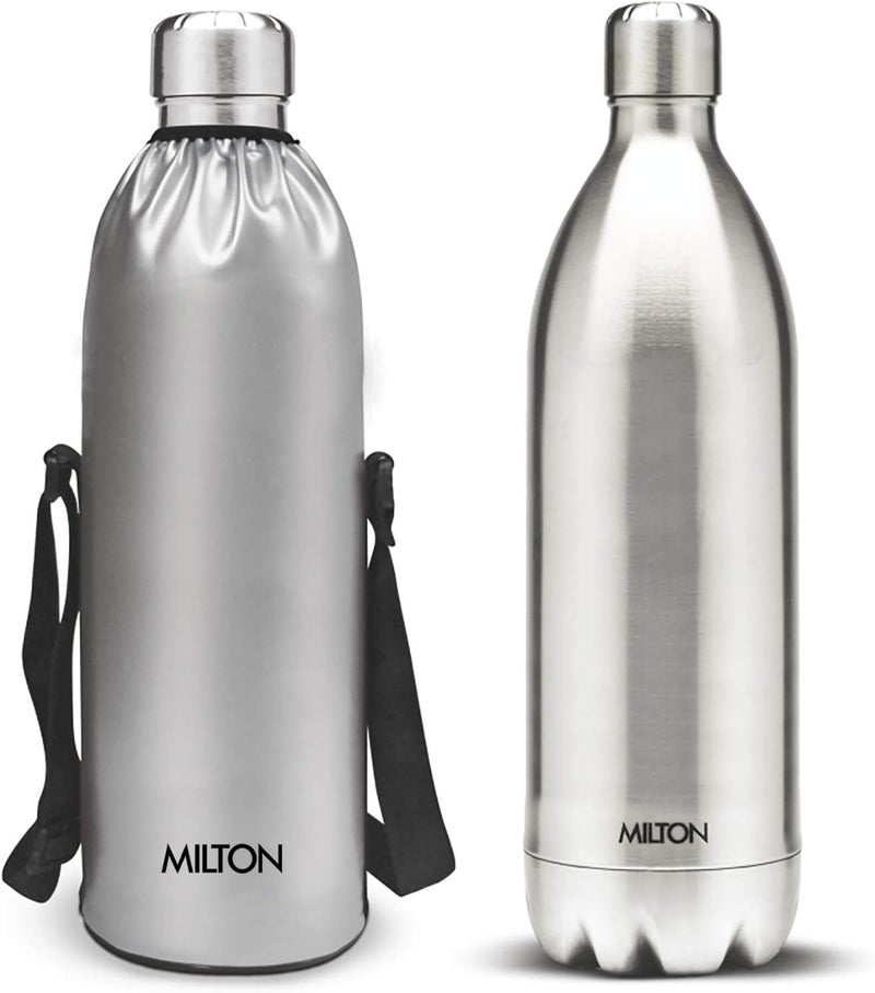 Milton Stainless Steel Water Bottle 1800ml Hot Cold 24 Hours Insulated Vacuum Flask With Jacket for Office Travel and School - Image 1
