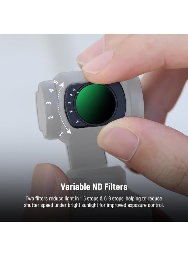 ARCHAEOPTERYX Filter Set (3 Pack) with Variable ND 2-32, CPL, 1/4 Black Mist Diffusion Filter Compatible with DJI Osmo Pocket 3 Creator Combo Accessories - Image 2