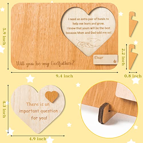 CJiangpo Will You Be My Godfather Proposal Gifts Picture Frame from Godchild, Wooden Godfather Announcement Photo Frame Father’s Day Birthday Gift - Image 2