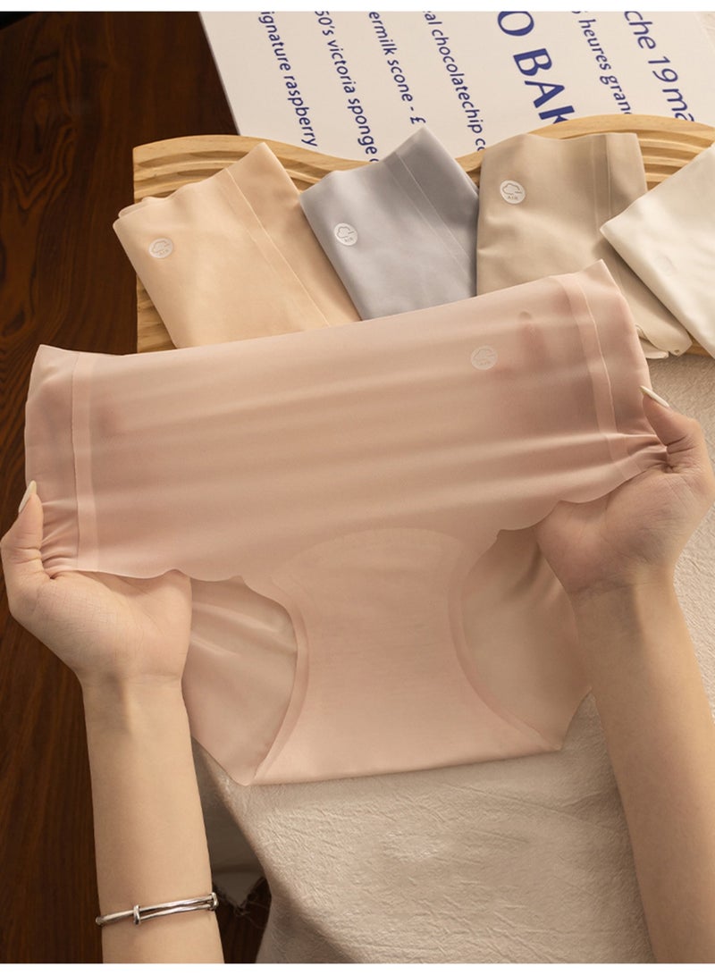 6pcs Women Seamless Summer Coolfeel Breathable Briefs Sets Mid Waist High Elastic Cotton Crotch Women Panties Sets - Image 1