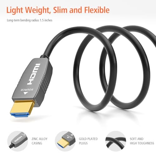 RUIPRO 8K HDMI Fiber Optic Cable CL2 Rated 25 Feet 48Gbps 8K60Hz 4K120Hz Dynamic HDR eARC HDCP2.2/2.3 for RTX4080/4090/3080/3090, Xbox S/X, PS5/4, AVR, Projector, LG/Samsung/Sony TV - Image 5