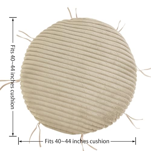 HOMBYS Fluffy Shaggy Cover for Papasan Chair Cushion Plush Faux Fur Slipcover ONLY Without Cushion Removable Soft Papasan Cushion Covers with 8 Ties Khaki 50x50 - Image 3