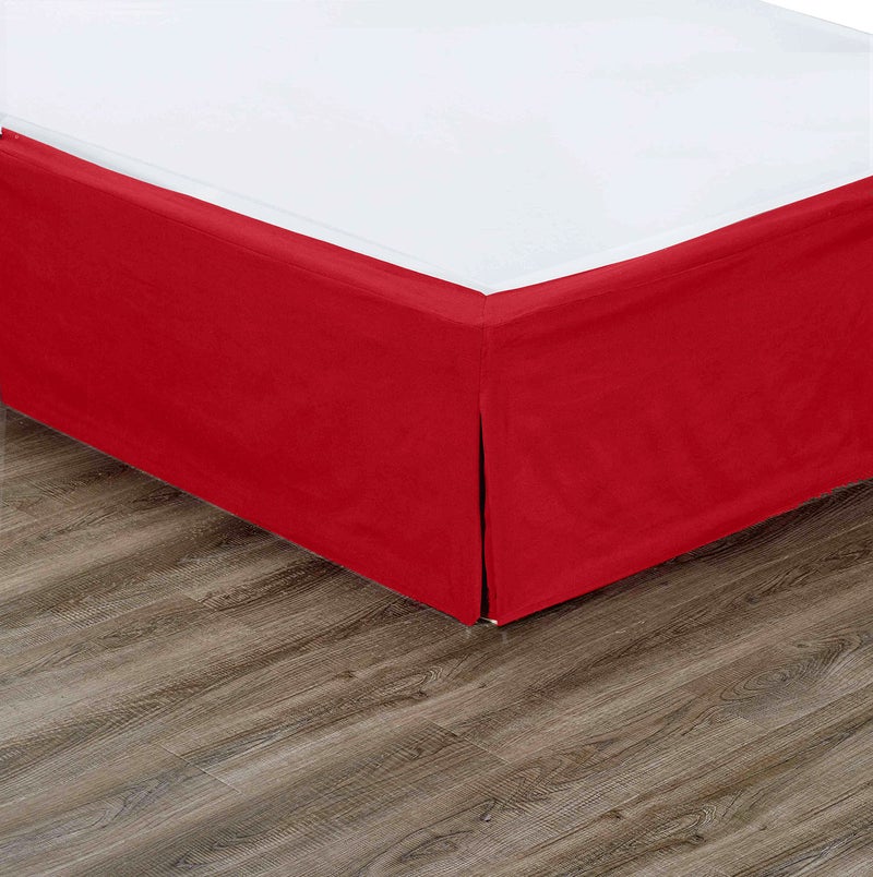 Sheets & Beyond Super Soft Solid Brushed Microfiber 14" Pleated Bed Skirt/Dust Ruffle (Queen Size, Red) - Image 3