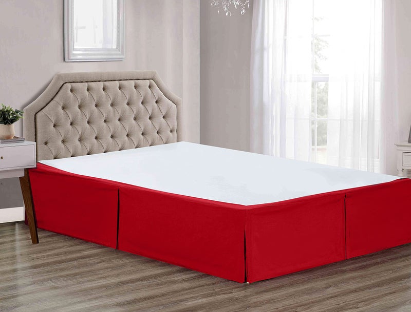Sheets & Beyond Super Soft Solid Brushed Microfiber 14" Pleated Bed Skirt/Dust Ruffle (Queen Size, Red) - Image 2