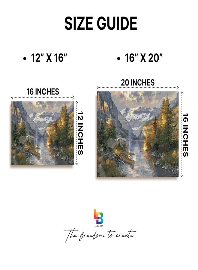 Ledgebay DIY Paint by Numbers Kit for Adults Framed Canvas: Beginner to Advanced Paint by Numbers Kit, Kits Include Acrylic Paint Set Brushes & Tabletop Easel (Rocky Mountain Campsite 12"x16" Framed) - Image 5