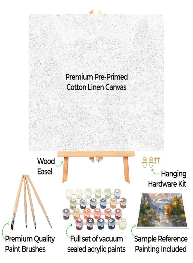 Ledgebay DIY Paint by Numbers Kit for Adults Framed Canvas: Beginner to Advanced Paint by Numbers Kit, Kits Include Acrylic Paint Set Brushes & Tabletop Easel (Rocky Mountain Campsite 12"x16" Framed) - Image 2