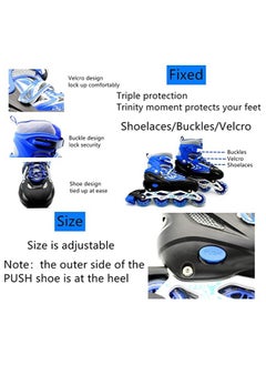EASY FUTURE Inline Skates Adjustable Size Roller Skates with Flashing Wheels for Outdoor Indoor Children Skate Shoes for Boys and Girls Blue Colour  - Image 4