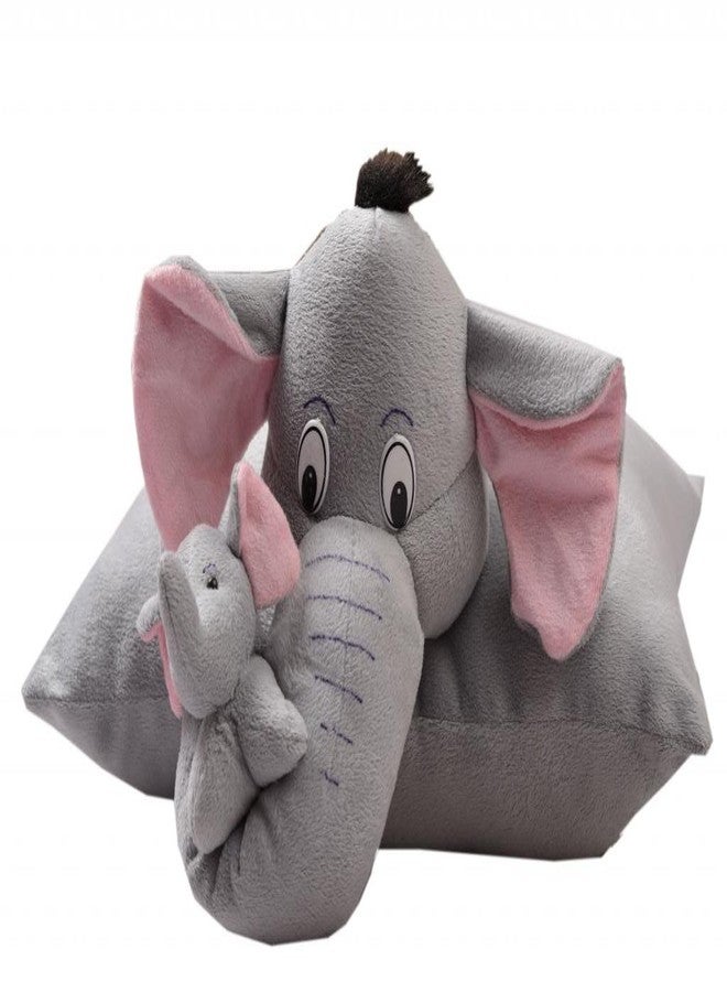 Tickles Elephant Soft Stuffed Plush Cushion Pillow Cum Toy for Boys & Girls Birthday Gift (Size: 43 cm Color: Grey) - Image 2