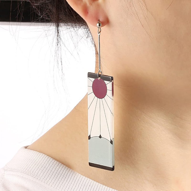 RAINDEWLL Tanjiro Earrings,Hanafuda Sun Earrings Anime Earrings Cosplay Jewelry Merch - Image 5
