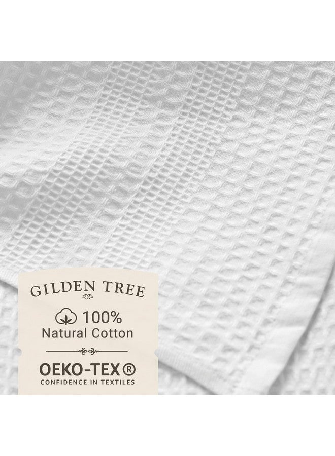 Gilden Tree منشفة يد وايفل من جيلدن تري للحمام، منشفة سريعة الجفاف، فائقة الامتصاص، رقيقة، 100% قطن، منشفة يد خالية من الوبر، مجموعة من 2 منشفة للحمام، تصميم كلاسيكي (أبيض) - Image 2