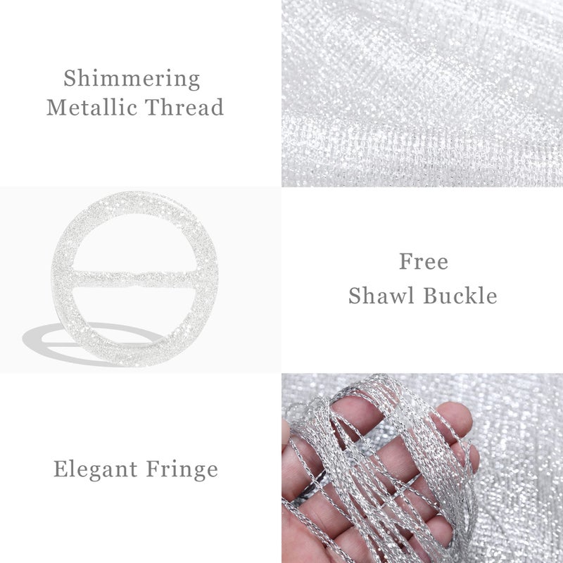 vimate شال زفاف أبيض للنساء من فيمات، شالات رسمية خفيفة الوزن للصيف ولفائف لف dresses المسائية (أبيض) - Image 2