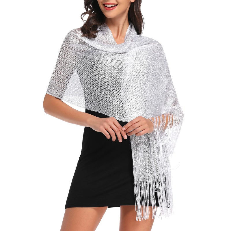 vimate شال زفاف أبيض للنساء من فيمات، شالات رسمية خفيفة الوزن للصيف ولفائف لف dresses المسائية (أبيض) - Image 1