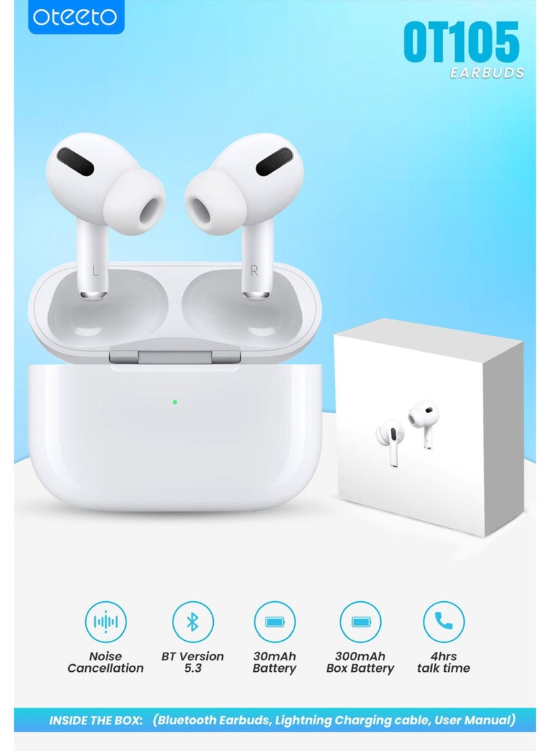 Oteeto 105 Wireless Bluetooth Earbuds – Hi-Fi Sound, Noise-Canceling Headphones with Touch Control & Long Battery Life - Image 4