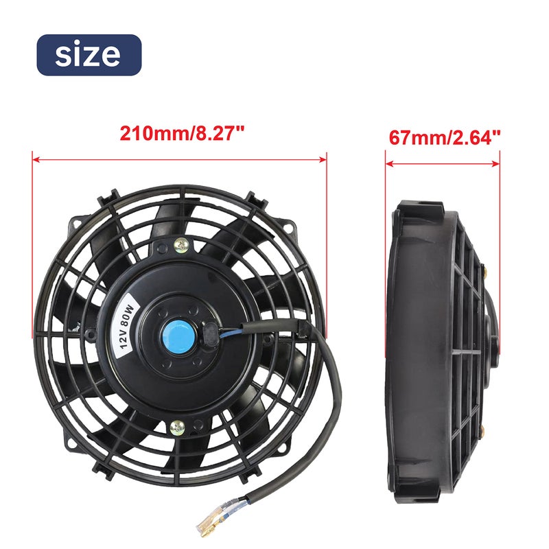 BATONECO BATONECO 7" Electric Radiator Cooling Fan Assembly Kit,High Performance Cooling Radiator Fan with 12V 80W 800 CFM Mount Kit Universal Black  - Image 2
