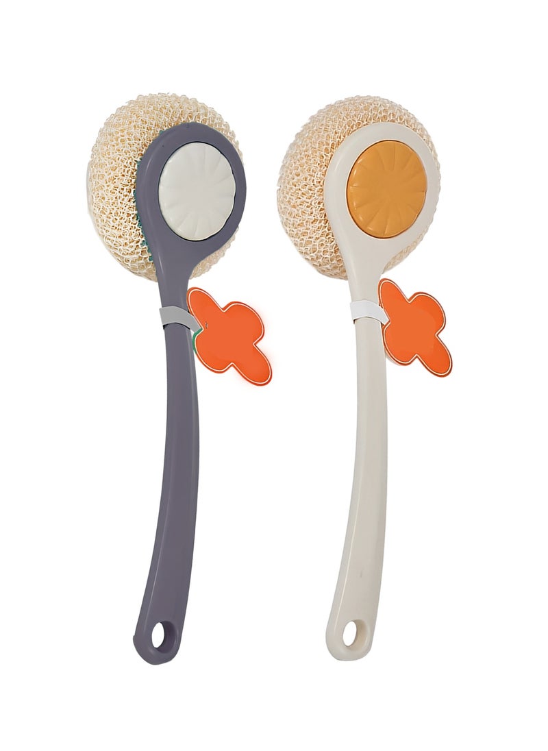 LIMITLESS Limitless Blister Shell Pot Brush Long Handle Steel Wire Ball Brush Handheld Clean Tool Practical Accessory for Kitchen Silverware Cleaning Supplies Stainless Steel Wire Brush (GREY & CREAM-2Pack)  - Image 1