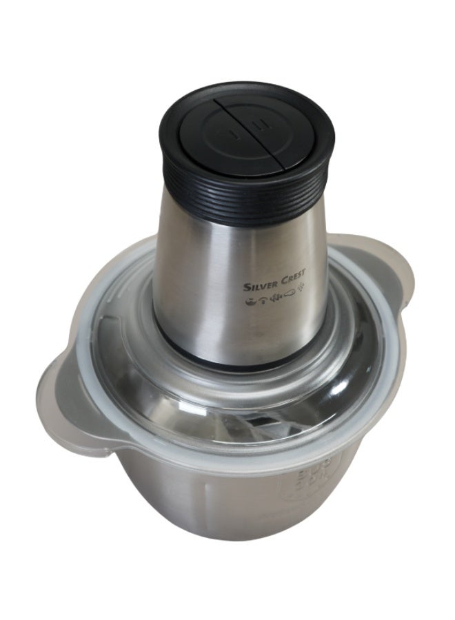 Silver Crest Electric Food Chopper 400W for Meat and Vegetable Mincing, Fast and Powerful Performance, 3L Stainless Steel Bowl with Rust-Resistant Steel Blades - Image 5