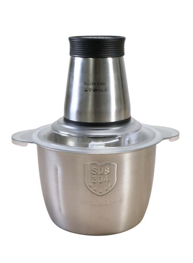 Silver Crest Electric Food Chopper 400W for Meat and Vegetable Mincing, Fast and Powerful Performance, 3L Stainless Steel Bowl with Rust-Resistant Steel Blades - Image 4