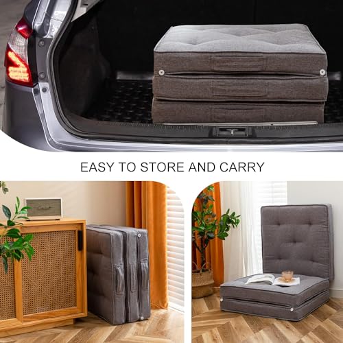 ATOOTFUSION Portable Cotton Quilt Mattress 3-Piece Set | 24x24 Inch Each Transforms to 24x72 Guest Mattress | Grey Tri-Fold Foldable Cotton-Filled | Lightweight Versatile for Travel Picnic Guest - Image 4
