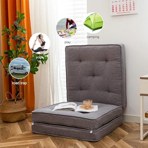 ATOOTFUSION Portable Cotton Quilt Mattress 3-Piece Set | 24x24 Inch Each Transforms to 24x72 Guest Mattress | Grey Tri-Fold Foldable Cotton-Filled | Lightweight Versatile for Travel Picnic Guest - Image 5