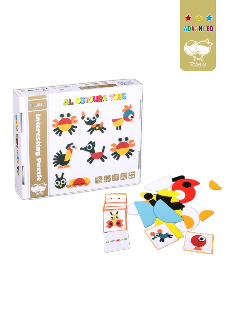 al ostoura toys Tangram Wooden Montessori Animal Blocks Jigsaw Puzzle for Children Kids - Image 1