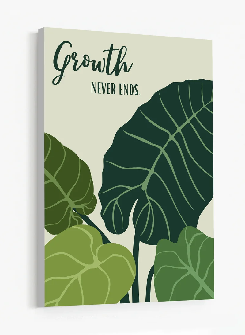 Lowha Canvas Wall Art Stretched Over Wooden Frame Featuring the Motivational Phrase Grwoth Never Ends