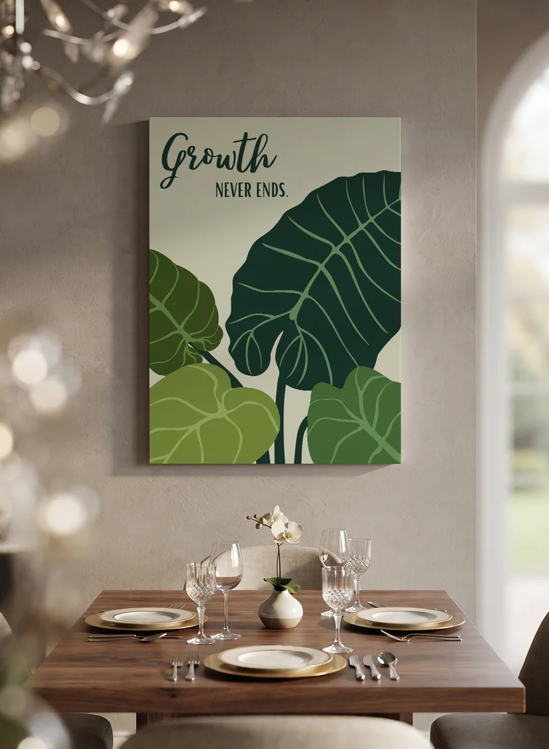 Lowha Canvas Wall Art Stretched Over Wooden Frame Featuring the Motivational Phrase Grwoth Never Ends