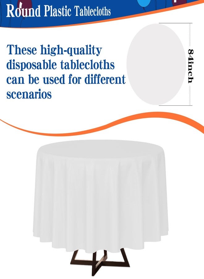 YSYJ 12 Pack White 84 Inch Disposable Plastic Tablecloths Round Table Cloth Plastic Table Cover for Parties - Image 2