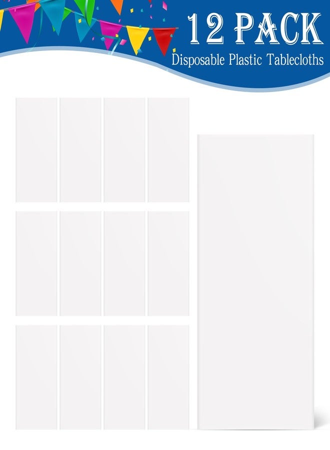 YSYJ 12 Pack White 84 Inch Disposable Plastic Tablecloths Round Table Cloth Plastic Table Cover for Parties - Image 4