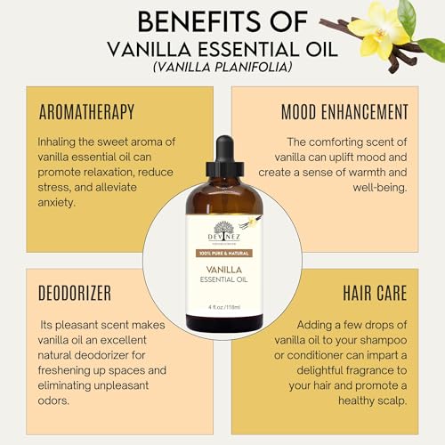 Devinez Vanilla Essential Oil (100ml) - 100% Natural in Glass Bottle for Diffusers, Easing Daily Tension, Calming Aromatherapy & DIY Skincare - Sweet Warm Aroma - Image 3