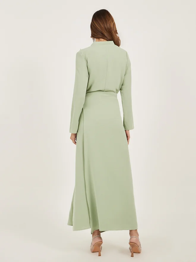 Styli Amirah Lace Detail V Neck Wrap Look Jalabiya