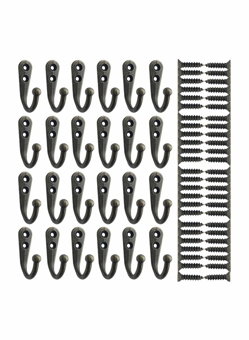 Y&D Coat Hook Bronze Vintage Wall Mounted with Screws, No Scratch, for Hanging Coffee Cups, Jewelry, Key, Hat, Kitchen Towel Little Hook, Farmhouse Retro 24 Pcs  - Image 1