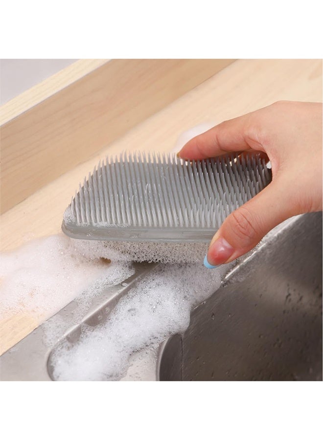2PCS Bendable Fruit and Vegetable Cleaning Brush, Multi-Functional Household Kitchen Scrub Brush, Food-Grade Produce Washing Tool for Veggies, Fruits & Daily Kitchen Cleaning, Grey - Image 3