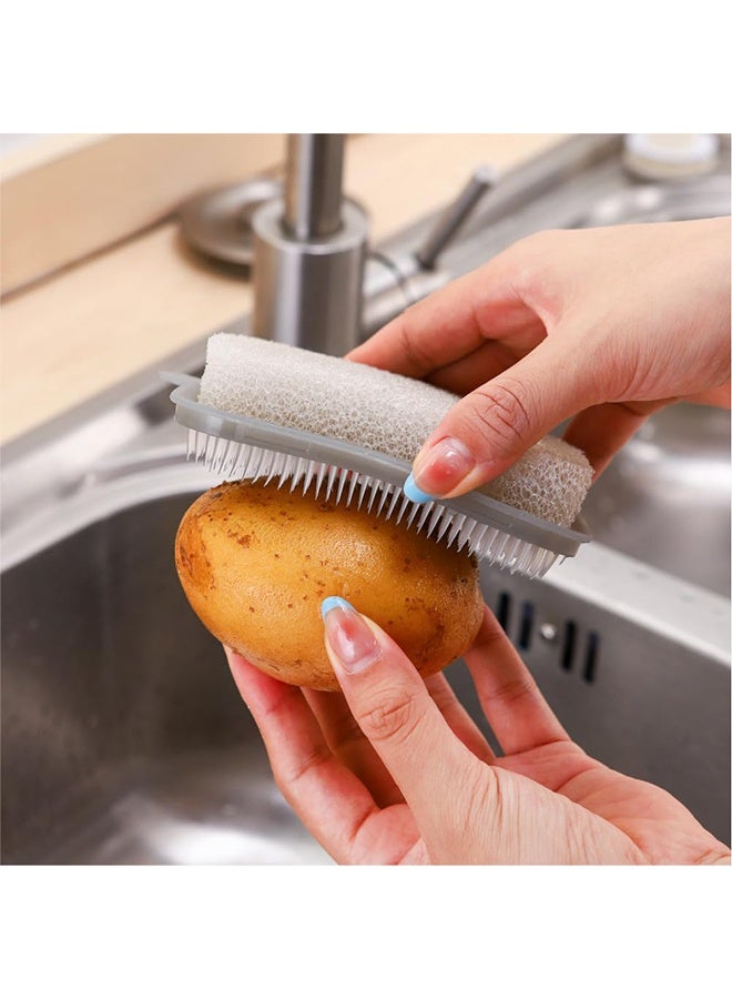 2PCS Bendable Fruit and Vegetable Cleaning Brush, Multi-Functional Household Kitchen Scrub Brush, Food-Grade Produce Washing Tool for Veggies, Fruits & Daily Kitchen Cleaning, Grey - Image 2