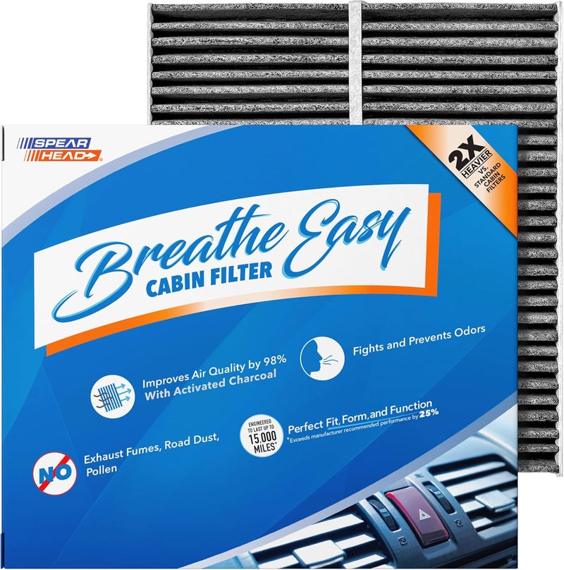 SPEARHEAD Premium Breathe Easy Cabin Filter, Up to 25% Longer Life w/Activated Carbon (BE-743) - Image 1