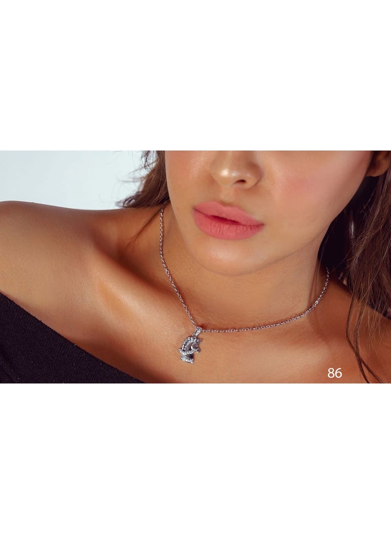 3Diamonds Chess Knight Horse Pendant Necklace – Platinum-Plated, Unique Sparkly Design, Hypoallergenic Jewelry for Women - Image 2