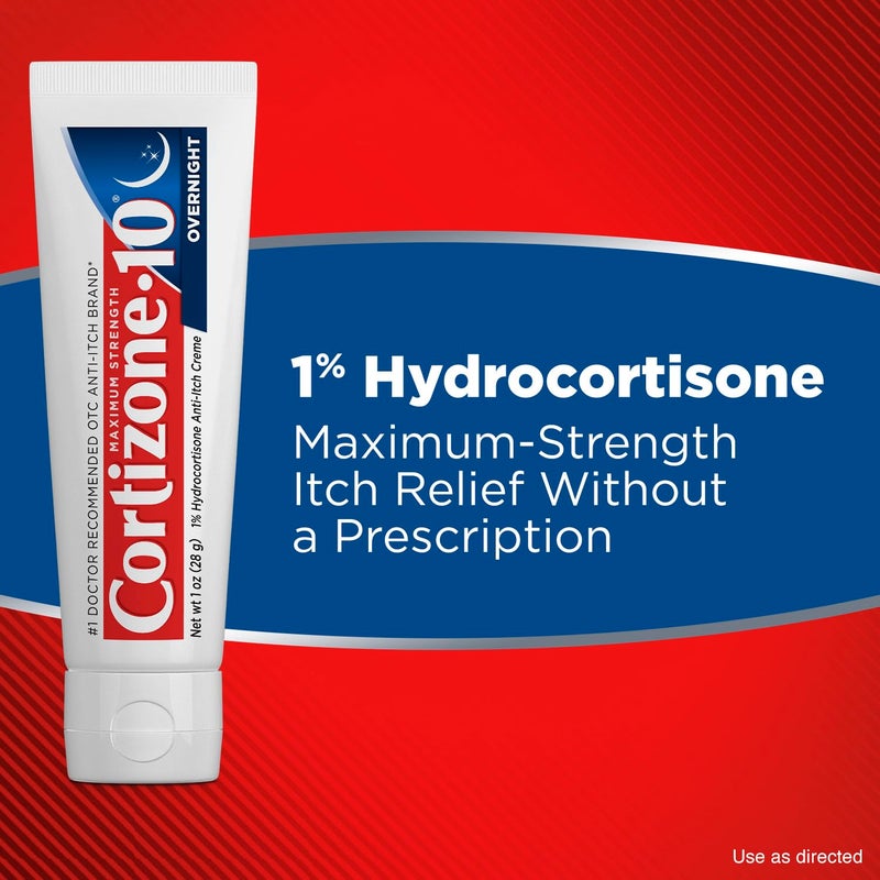 Cortizone 10 Cortizone-10 Maximum Strength Overnight Itch Relief Cream, 1% Hydrocortisone, Fast-Acting, Lavender Scented Anti-Itch Cream for Bug Bites, Rash, Eczema, Psoriasis, Poison Ivy, Oak, Sumac, 1 oz - Image 4