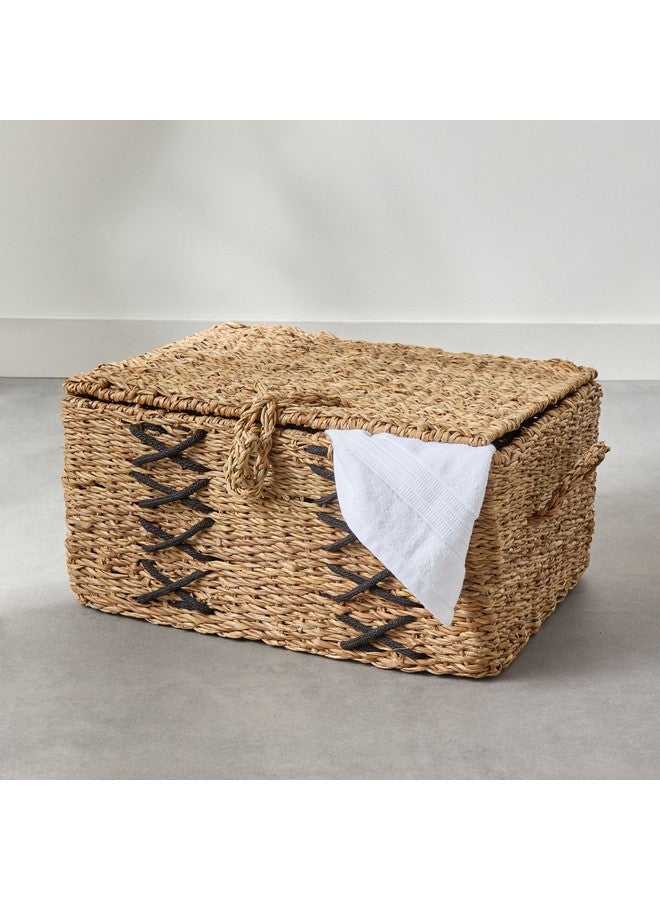 Home Box Naturaloom Stitch Rectangular Trunk with Iron Frame Inside 50 x 34 x 25 cm  - Image 1