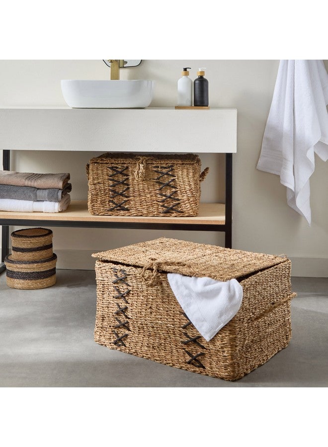Home Box Naturaloom Stitch Rectangular Trunk with Iron Frame Inside 50 x 34 x 25 cm  - Image 5