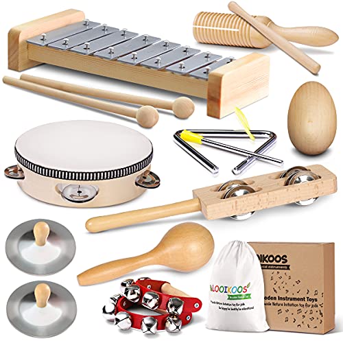 LOOIKOOS Toddler Musical Instruments International Natural Wooden Music Set for Toddlers and Kids - Eco Friendly Preschool Educational Musical Toys with Storage Bag - Image 1