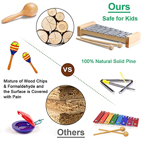 LOOIKOOS Toddler Musical Instruments International Natural Wooden Music Set for Toddlers and Kids - Eco Friendly Preschool Educational Musical Toys with Storage Bag - Image 4